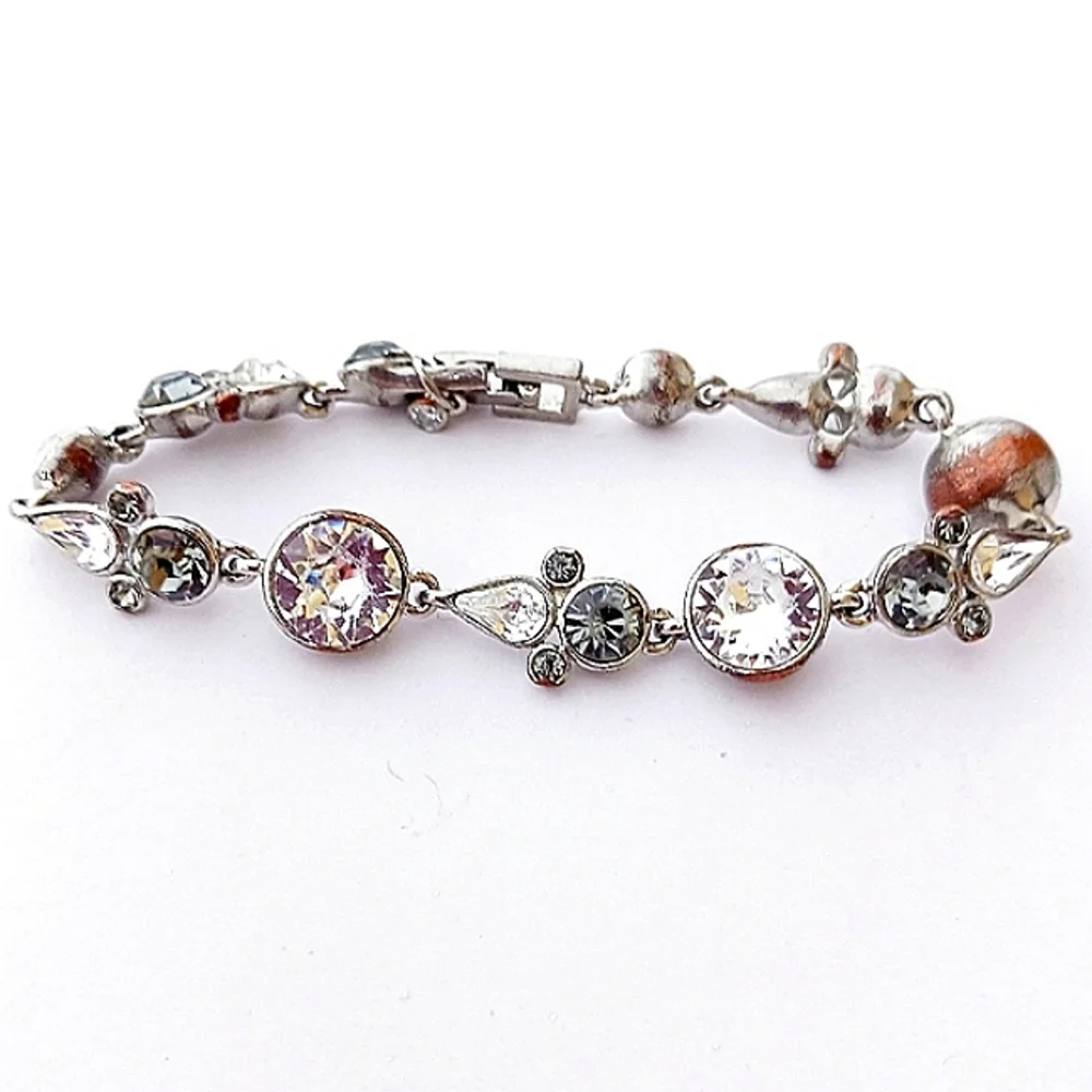 Givenchy Bracelet Flex Silvertone copper rhinestone clasp crystal gift - Picture 2 of 9